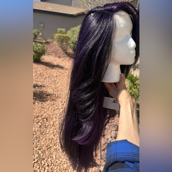 Black & Purple Lace Front Synthetic Wig - Picture 10 of 14